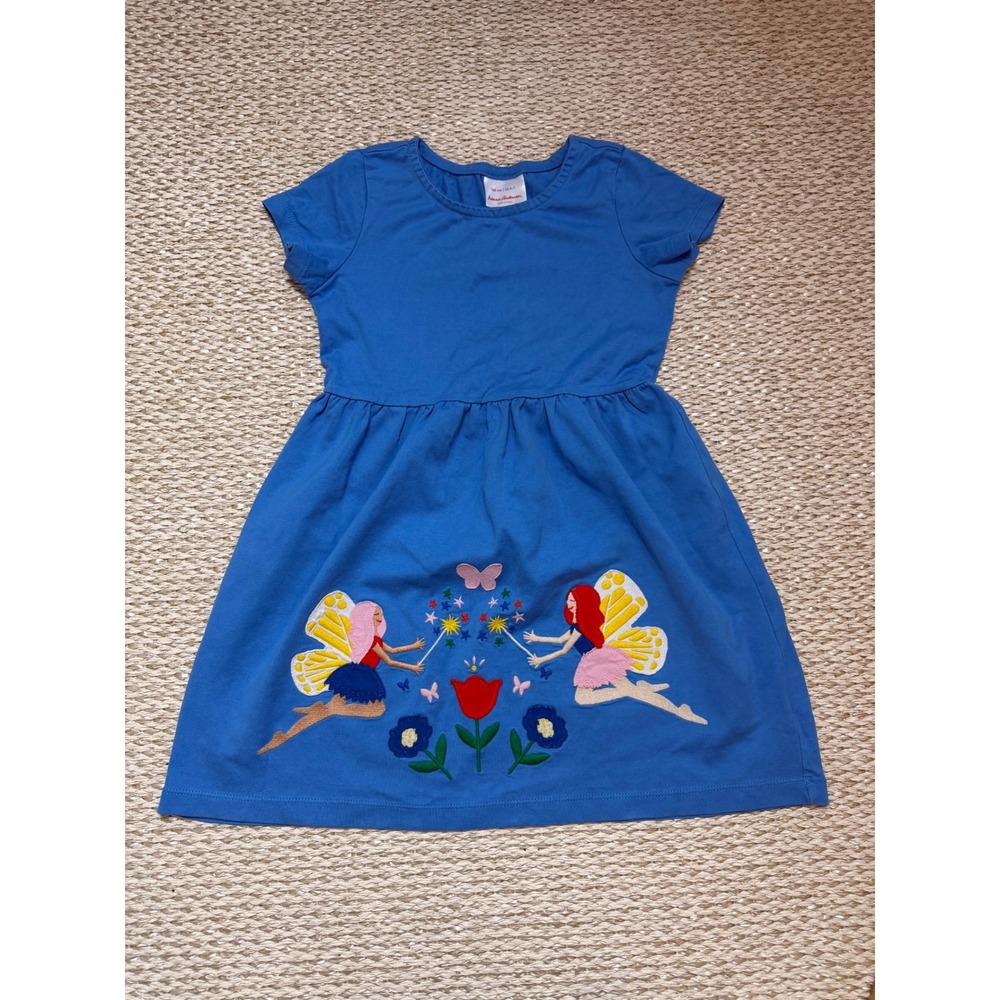 Hanna Andersson Girls Blue Fairy Embroidered whimsical Dress Size 120 US 6-7